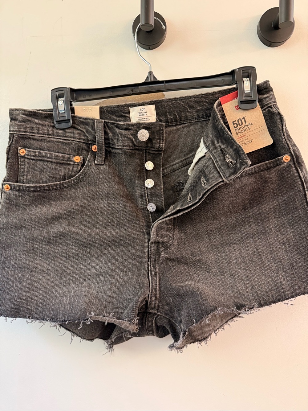 Levi's 501 Button-Fly Black Denim Cutoff Shorts